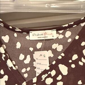 Perfect Peach Brown and White Boutique Dress